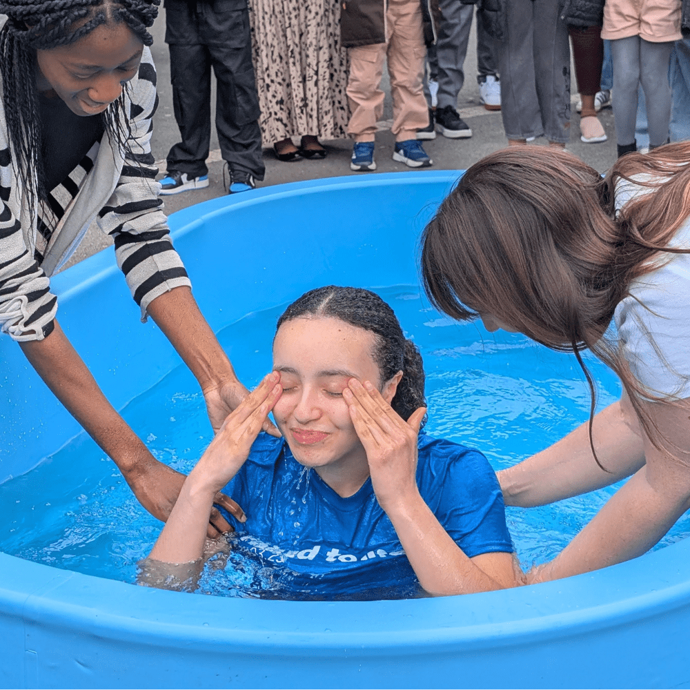 Ladies talking in church