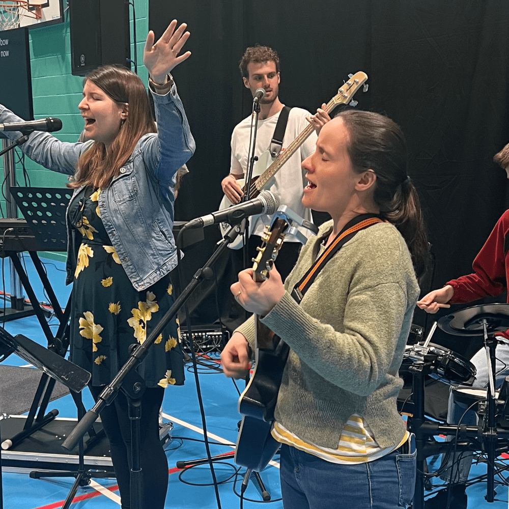 Ladies talking in church